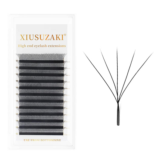 W Lash Extensions Supplies 5D Eyelash Extensions W Shape 0.07mm Thickness C Curl 14mm Premade Fans Easy Fan Lashes Volume Matte Black 12 Rows Crisscross Eye Lashes(W-5D-0.07-C,14mm)