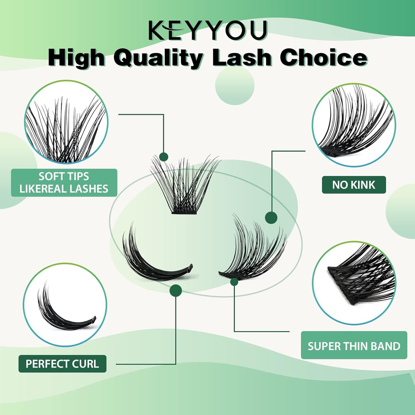 Lash Clusters 96pcs Individual Lashes D Curl 18mm Cluster Lashes KEYYOU Volume Wispy Lash Extension Soft&Comfortable Easy DIY at Home(Y03 D-18mm)