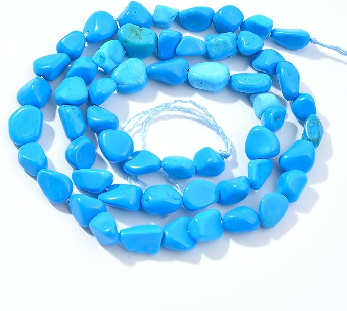 Blue Turquoise Pebble Nugget Oval Free Tumbled Stone 6-8mm Natural Gemstone Loose Beads Approx 15.5 inch for DIY Jewelry Making