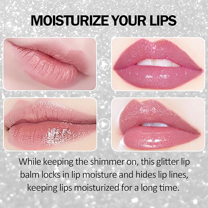 DAGEDA 3PCS Glitter Lipstick, Moisturizing Glossy Color Changing Lip Balm, Long Lasting Shimmer Lipstick, Nonstick Color Change Lipstick, Waterproof Glitter Lip Balm for Festival