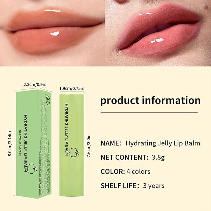 4 Colors Hydrating Jelly Lip Balm,Instantly Hydrate Lips Tinted Moisturizing Lip Balm For Dry Lips,Conditioning & Nourishing Lip Care Lip Moisturizer Fruit Lip Oil Jelly Lipstick (Blueberry)