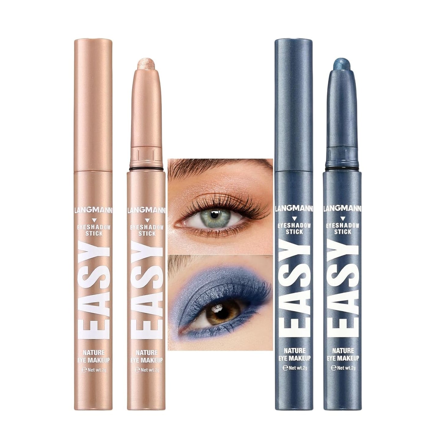 Jolilab Eyeshadow Stick Set, 2 Colors Matte Professional Bright-Colored Contouring and Highlight Eyeshadow Stick, Cream Waterproof Long Lasting High Pigmented Eye Shadow. (2, 08+22 2pcs)