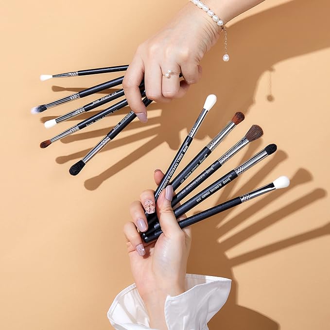 Jessup Eyeshadow Brush Set Professional Eye Blending Brushes for Lid Small Fluffy Soft Eye Brushes 10pcs, T331
