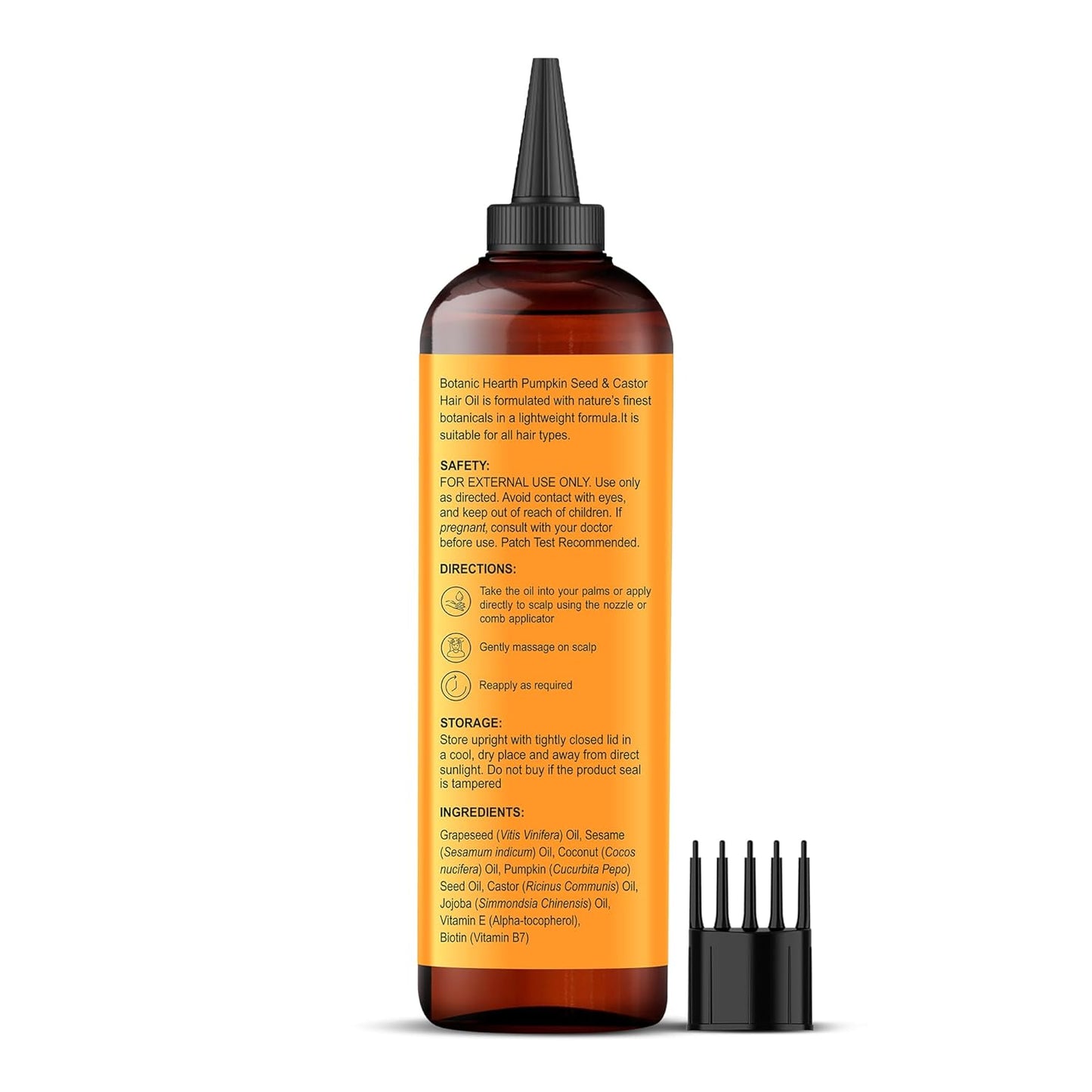 Botanic Hearth 100% Pure Pumpkin Seed Castor Oil For Hair Growth (6.7 fl oz)| Infused with Pumpkin, Castor, Biotin | Hair Oil Repairs Dry Damaged Hair, Strengthening, Healthier Hair- Hair Tonic