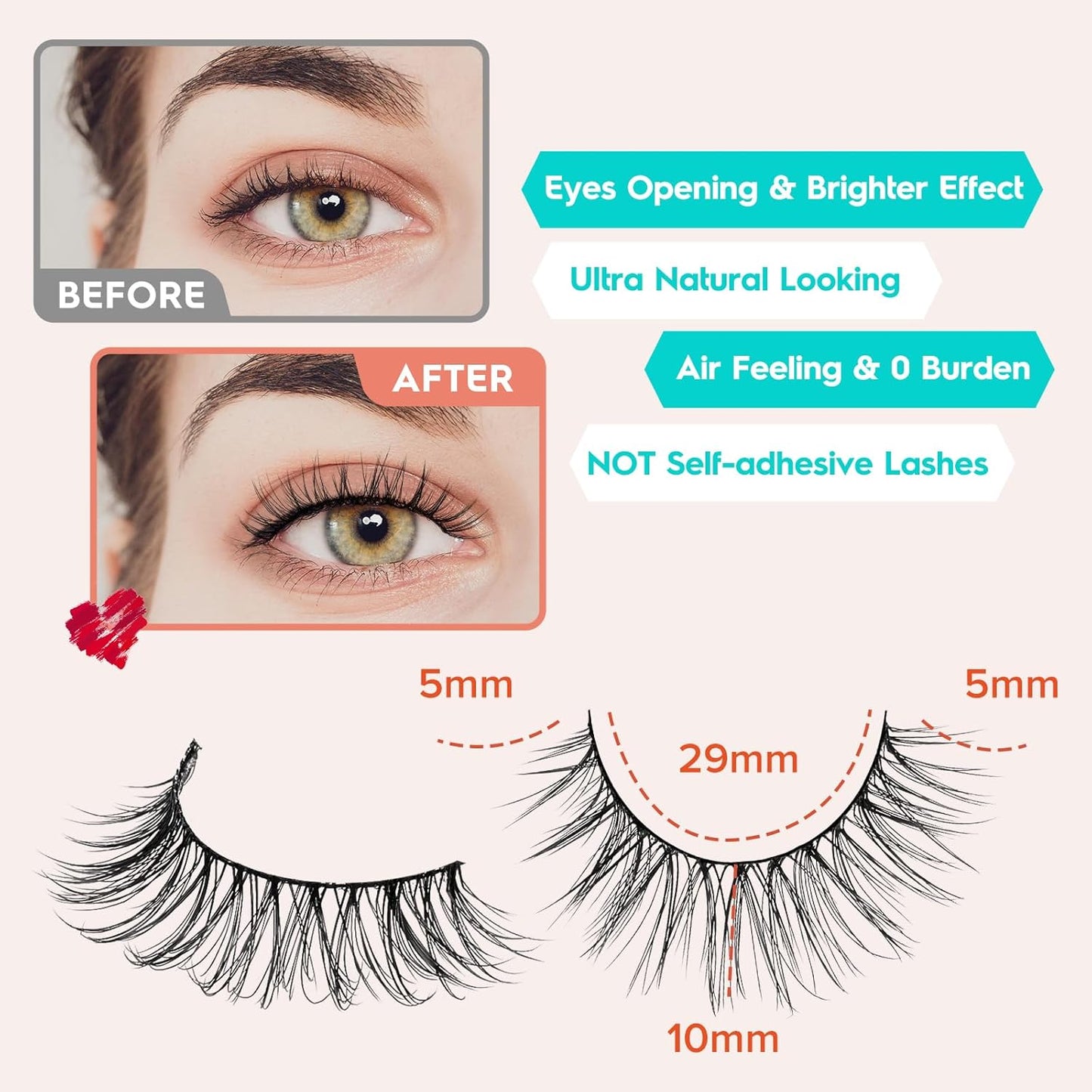 False Eyelashes Natural Look Wispy Lashes 10mm Short Lash C Curl 0.1MM Thin Band Lashes Pack Siligli Fake Eyelash 7 Pair