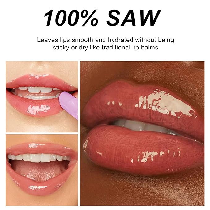 MAEPEOR Nourishing Lip Balm 8 Colors Smooth Moisturizing Lip Glow Gloss Non-Sticky and Long-lasting Hydrating Jelly Lip Balm for Women and Girls (Color 02)