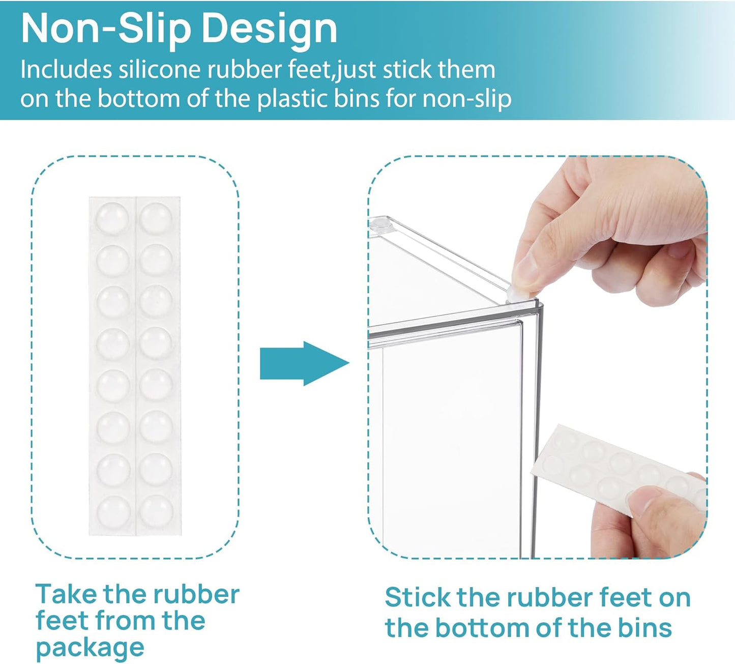 Vtopmart 7.6" H Clear Stackable Storage Drawers, 4 Pack Plastic Organizers Bins for Skincare, Cosmetics,Beauty Supplies,Ideal for Vanity, Bathroom,Kitchen Countertop,Cabinet Organization