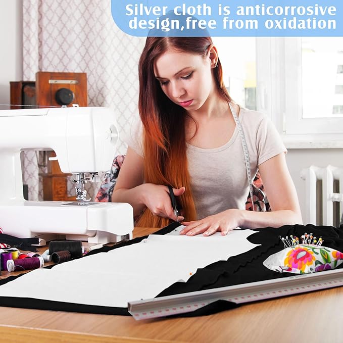 Jecery 1.1 Yard Anti Tarnish Silver Cloth by the Yard, Luxury Jewelry Silver Polishing Storage Protect Cloths for Silverware Flatware Silversmith Polishing(Black)