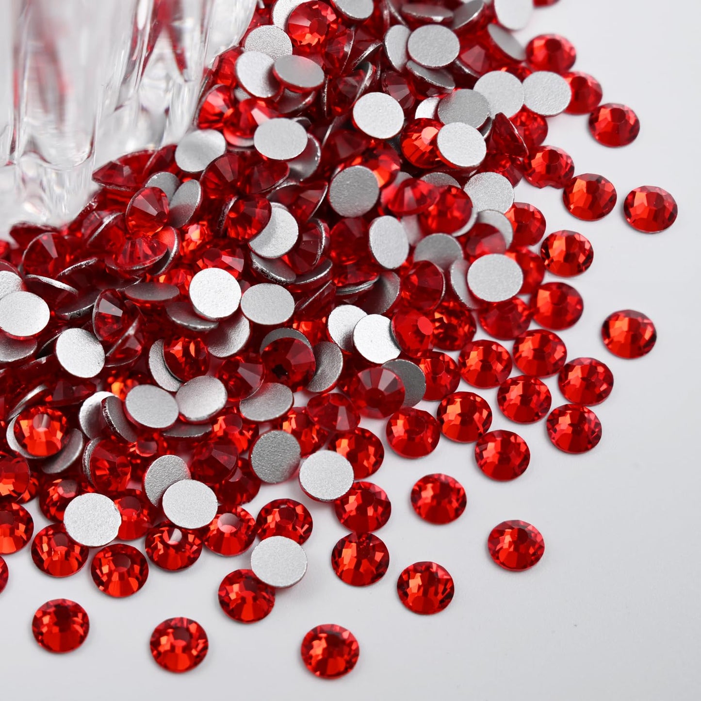 Flatback Glass Rhinestones,Bedazzler Gems 1440pcs Non Hotfix Crystal Rhinestones for Nail Charms Crafts Clothes Tumblers,Red,SS16