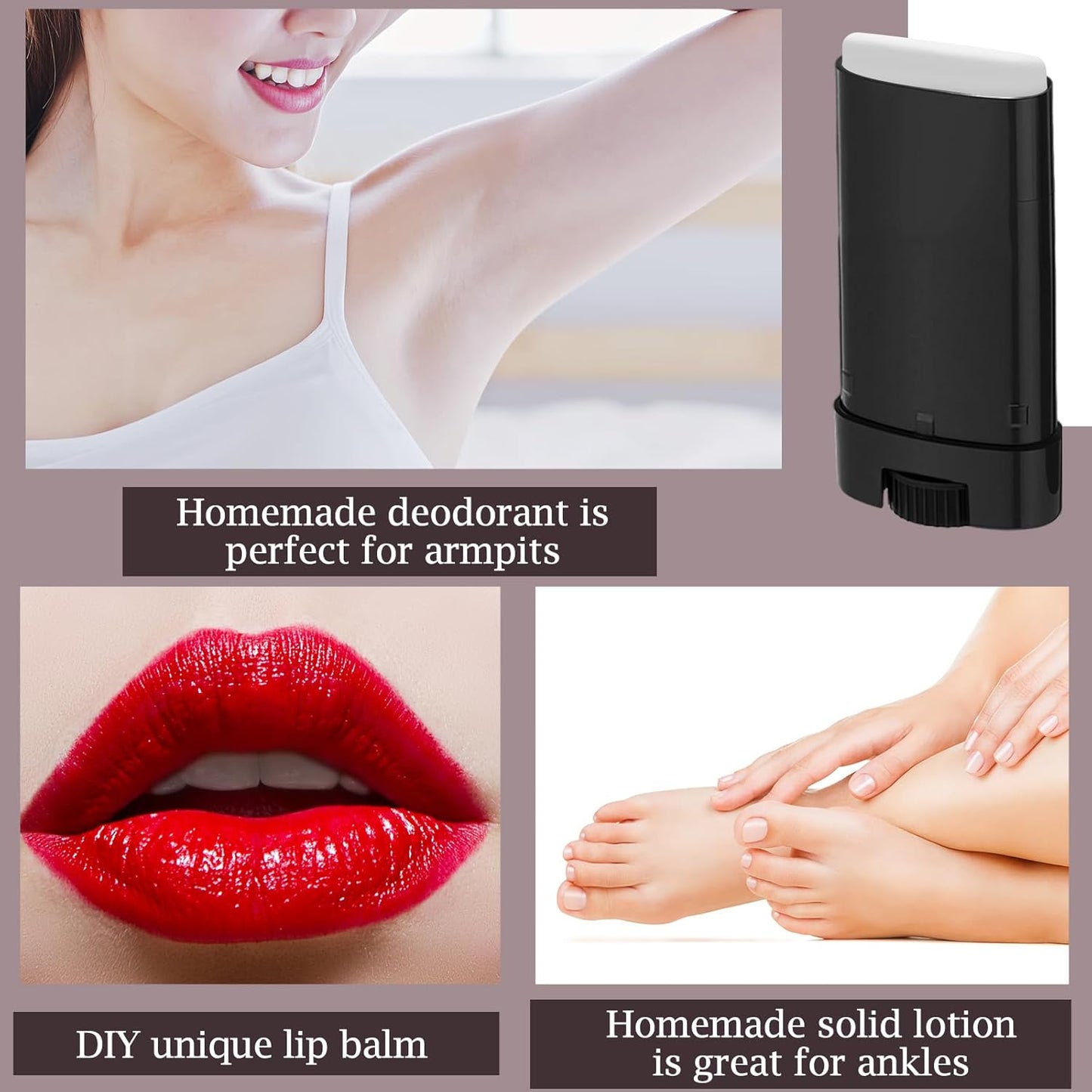 Wesiti 100 Pcs Plastic Empty Deodorant Containers 1/2 oz Travel Deodorant 15ml Refillable Containers Tubes Oval Lip Balm Tubes for Lip Balm DIY(Black)