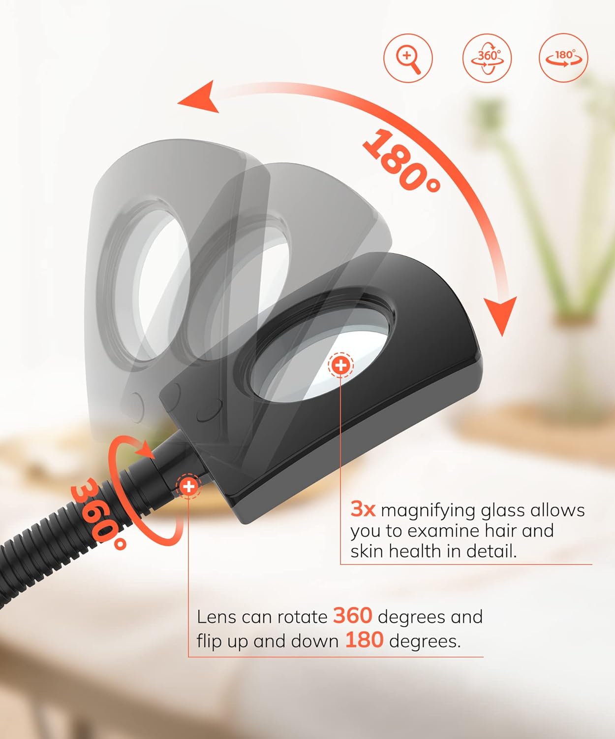 TASALON Professional Ionic Facial Steamer, 2-in-1 Face Steamer for Facial with 5X Magnifying Foldable Arm, Mist Face Steamer Salon Spa Beauty Skin Care Equipment, Aroma Therapy Nozzle Included- Blcak