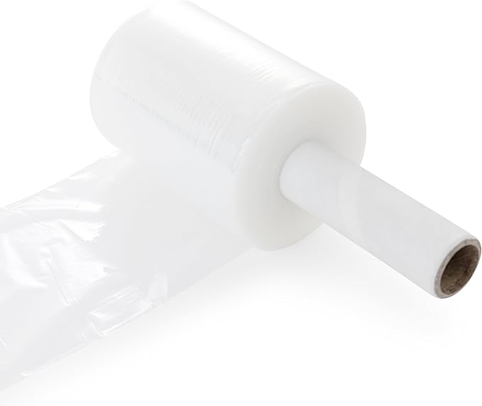 (R) Stretch Wrap 5" x 1000' Roll With Handle, 80 Gauge Extra Thick Durable Self-Adhering Plastic Wrap for Moving, Packing Wrap Industrial Strength, Clear Plastic Pallet Shrink (4 Pack)