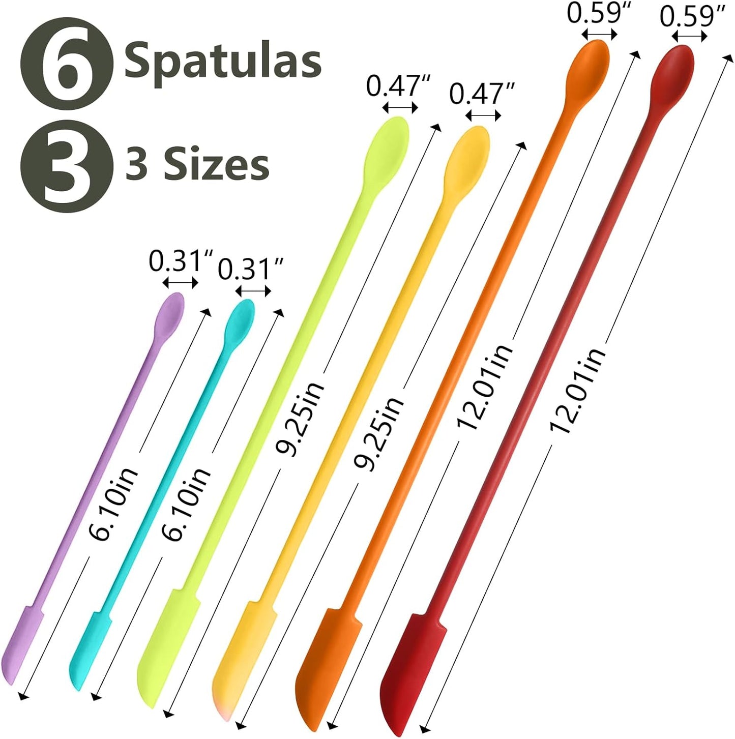 Colorful 6 Pcs Mini Silicone Spatula Set, Makeup & Tiny Spatulas for Cosmetics & Kitchen Use
