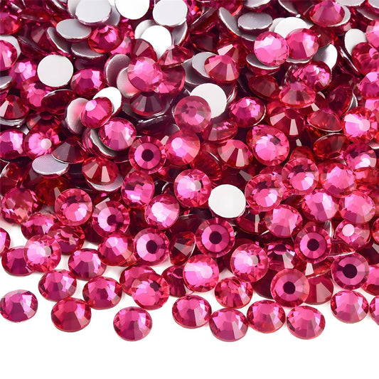 Flatback Rhinestones Round Gems for Nails Art and Crafts 4000Pcs SS12 3mm Glitter Crystals Stone DIY Bags Clothes Shoes (Dark Rose Red)