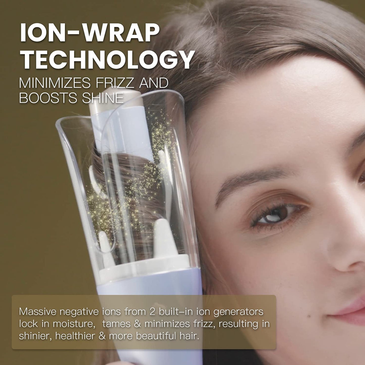 LENA Geniecurl Auto Hair Curler Ion Wrap Transparent Curling Wand with 1" Ceramic Ionic Barrel and Smart Anti-Stuck Sensor, Pro Styling Tool for Long and Medium Length Hair