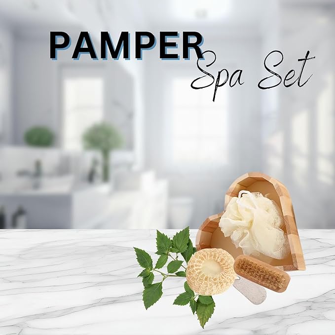 Spa Kit Birthday Box with Loofah Body Brush Lemon Lime Goat Milk Soap, Green