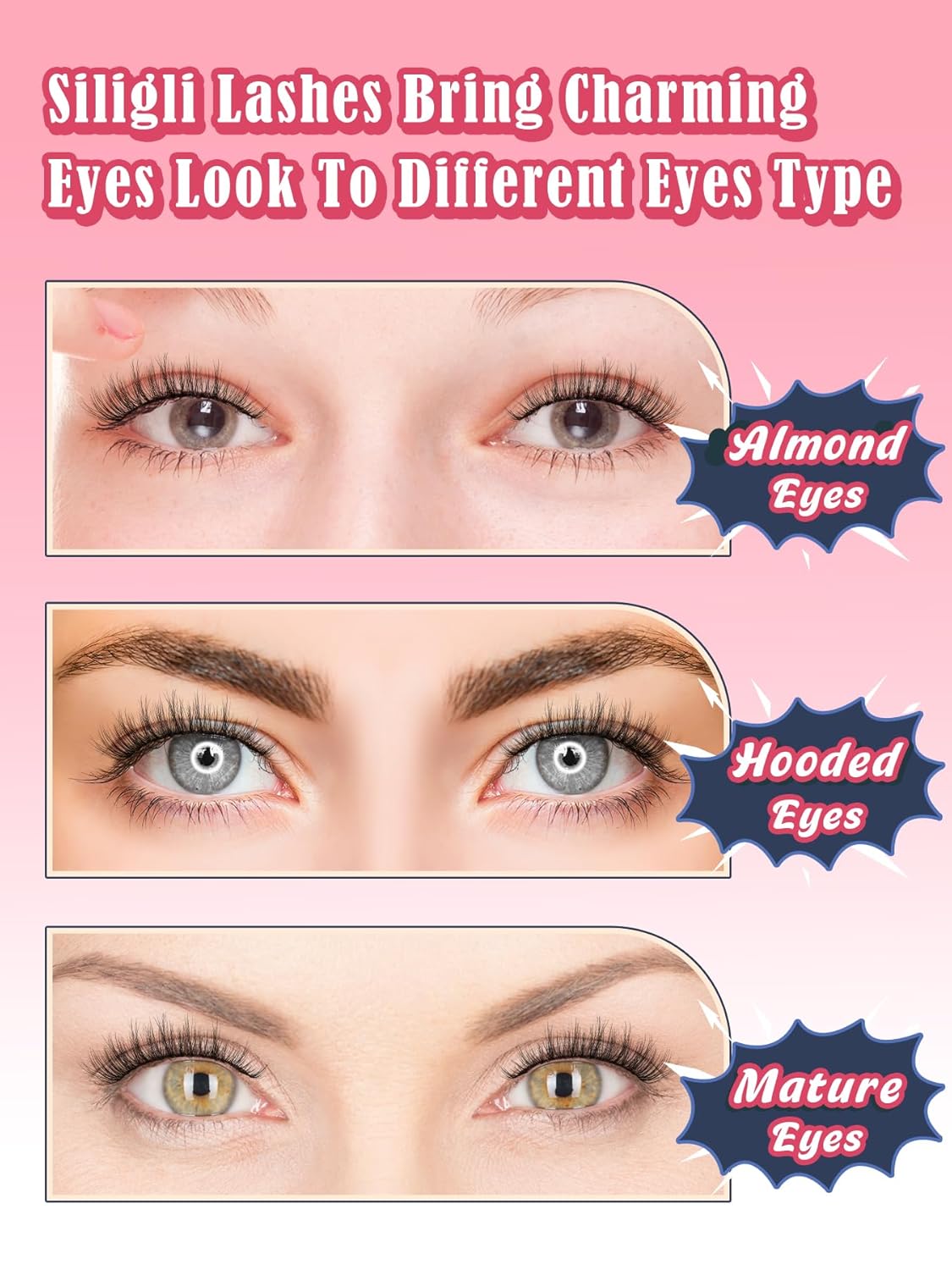 Natural Eyelashes Cat Eye Lashes Wispy Eyelash with 0.1MM Thin Band Strip Lash C Curl 7 Pair