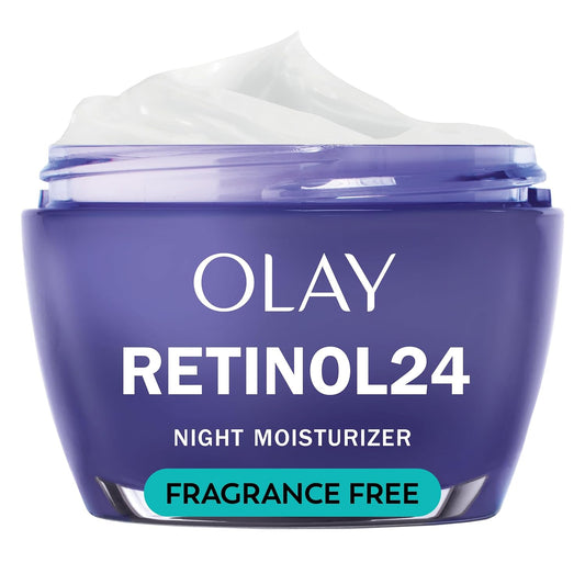 Olay Retinol 24 Face Moisturizer, Anti-Aging Night Cream for Women, Fragrance-Free, Non Greasy - Anti-Wrinkle, Smooth Fine Lines, Tightening, Hydrating Skin Care - Peptides, Glycerin, 1.7 Oz