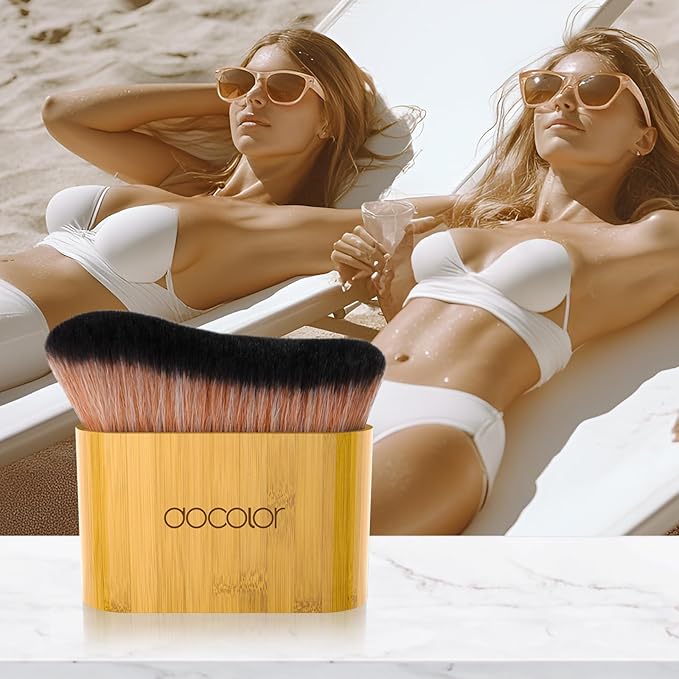 docolor Self Tanner Brush Large Body Makeup Brush, Soft Vegan Tanning Brush no stripes, for Foundation, Self-tanner, Bronzer, Self Tan Back Applicator Body + Face Self-Tan Blending Brush Gift Box