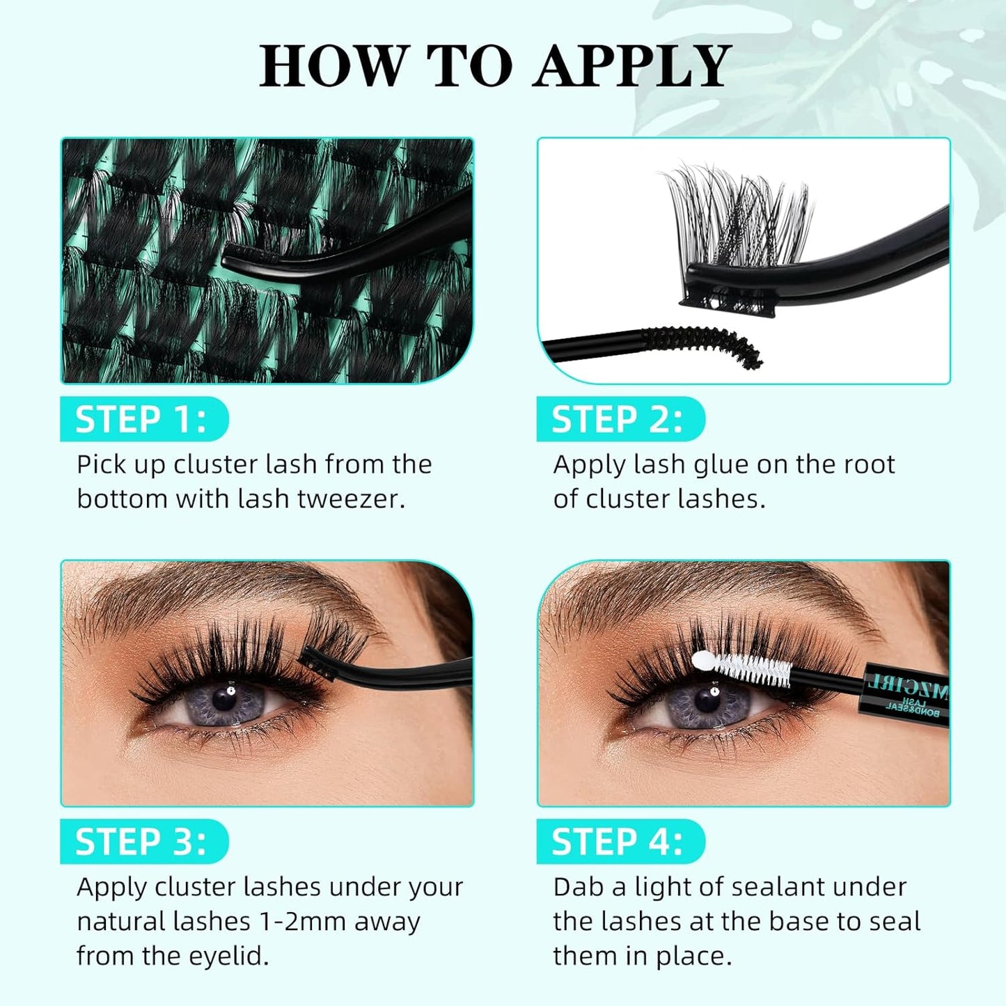 Lash Clusters Kit 140pcs Lash Extension Kit Cluster Lashes Fluffy Look with Lash Bond and Seal Waterproof, Lash Tweezer with Wet Look Ultra-Thin Band Lashes(Sunflower,D-10-18mm)