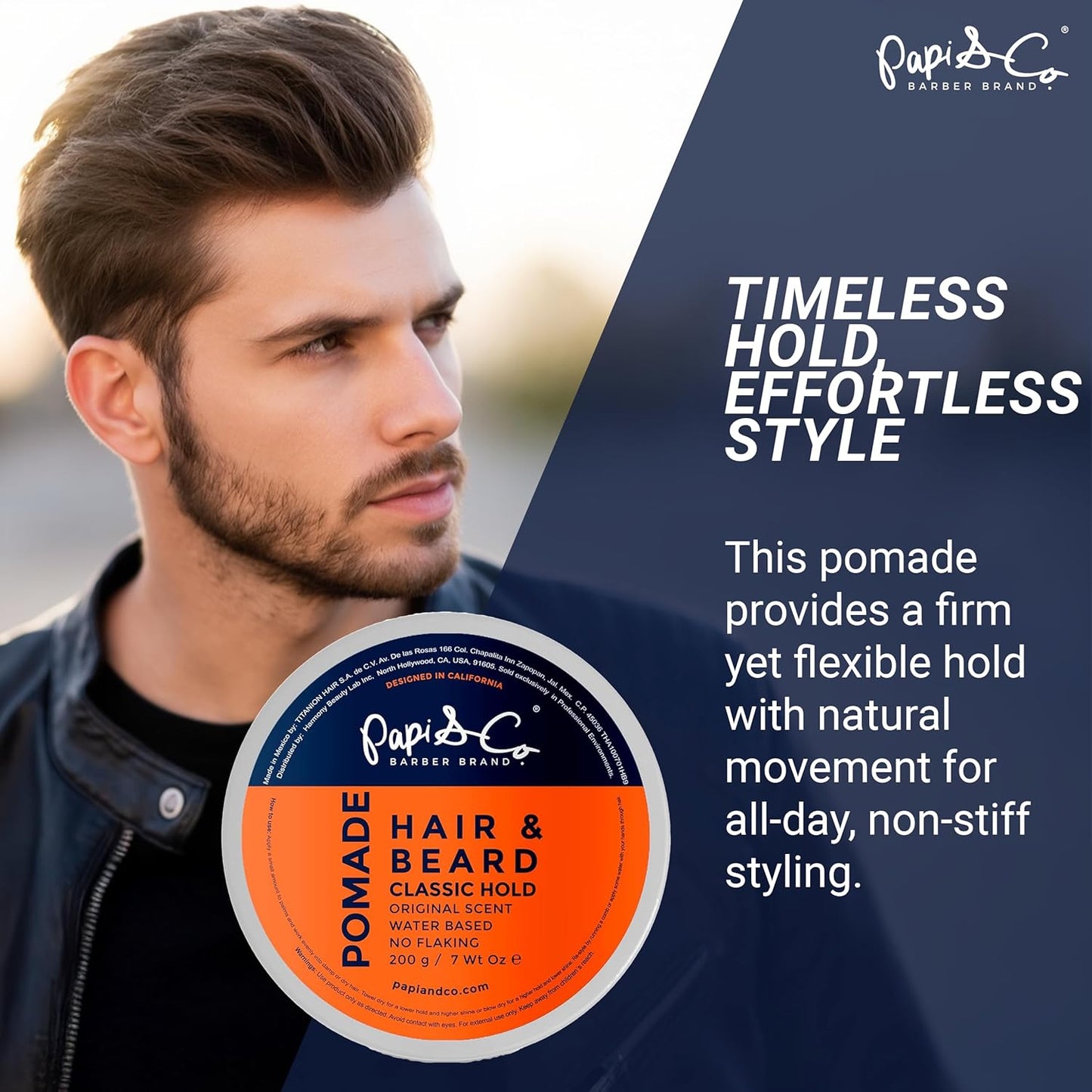 PAPI & CO. - Men's Pomade, Water Based Pomade, Classic Hold, 200 g