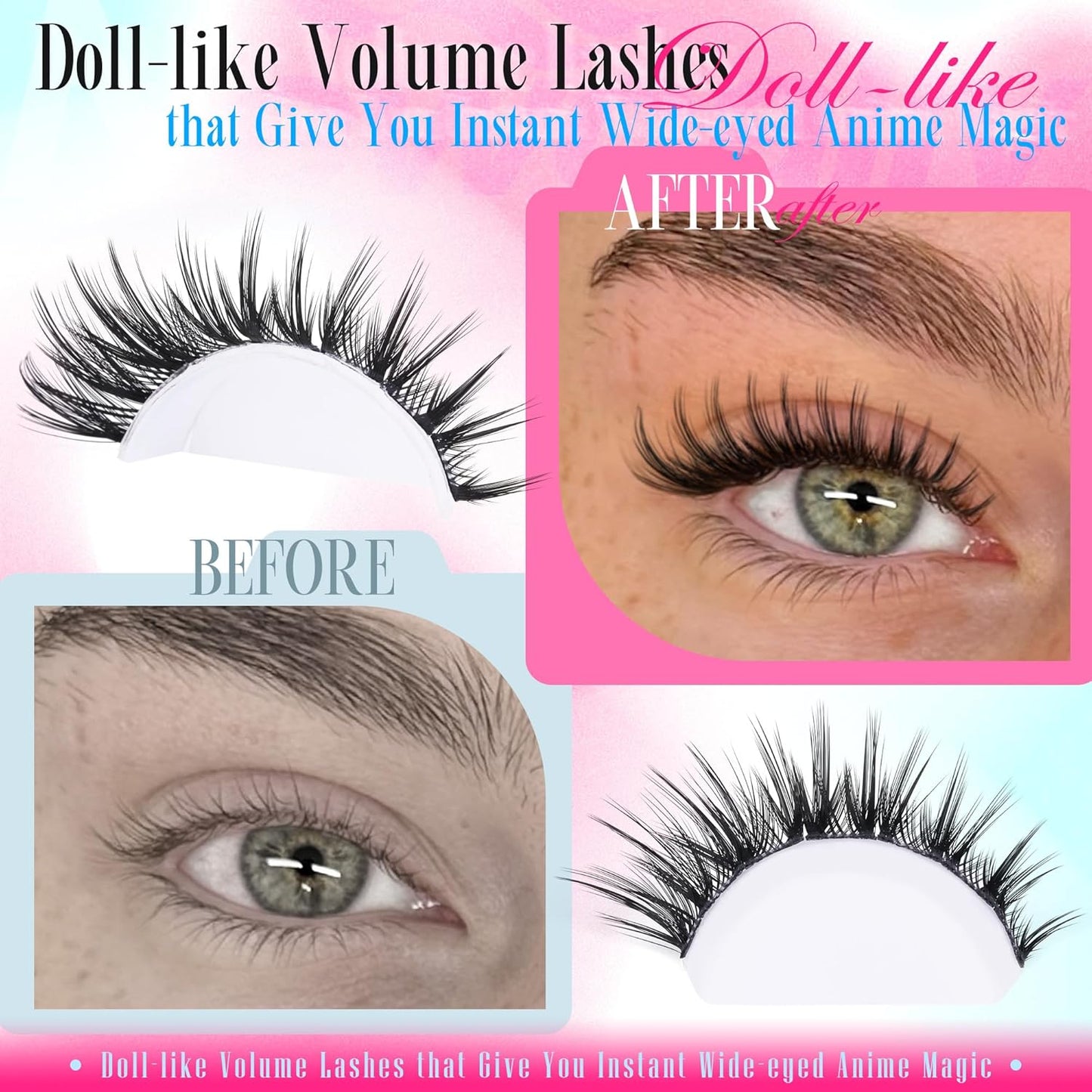 Cat Eye Lash Clusters Kit Wispy Manga Lash Extension Kit Natural Look Cluster Eyelash Extensions Fairy D-curly Cluster Lashes Kit 9-16MM DIY Eyelash Extension Kit by Newcally