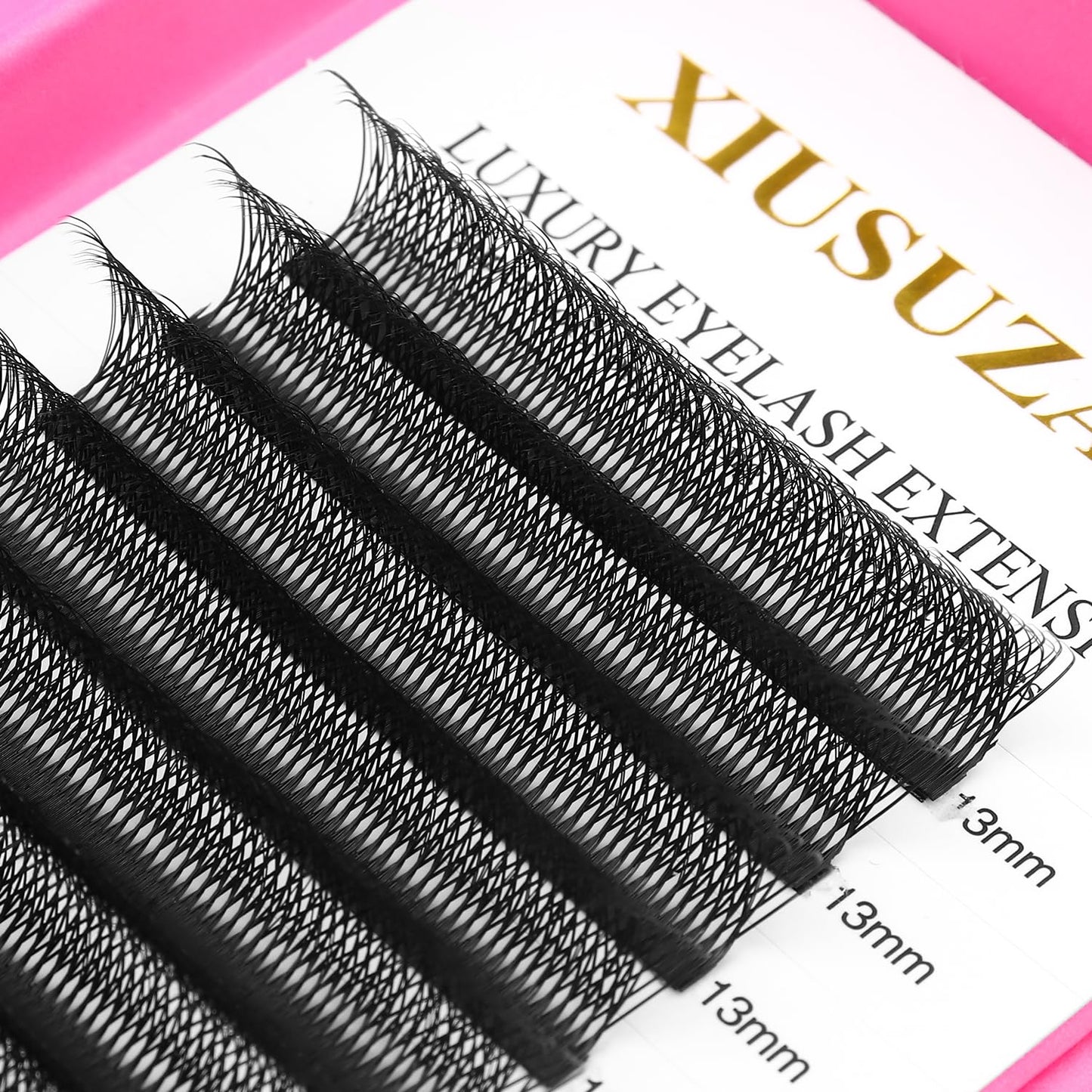 Lash Extensions Double Tips 4D Eyelash Extensions W Shape 0.07mm Thickness C Curl 14mm Premade Fans Easy Fan Volume Lashes Matte Black Crisscross(W-4D-Double Tips-0.07-C,14mm)