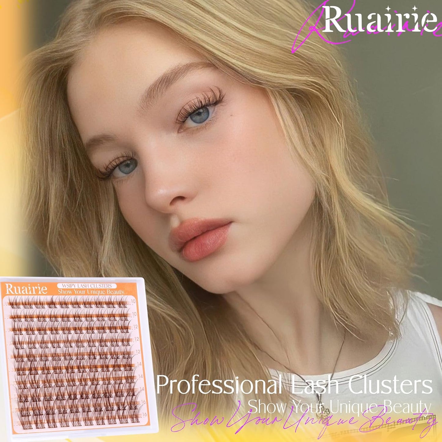 Brown Lash Clusters Wispy Eyelash Clusters Natural Cluster Lashes 100Pcs C-Curly Eyelashes Cluster with Thin Band Cluster Eyelash Extensions 10-16mm DIY Individual Lash Clusters by Ruairie