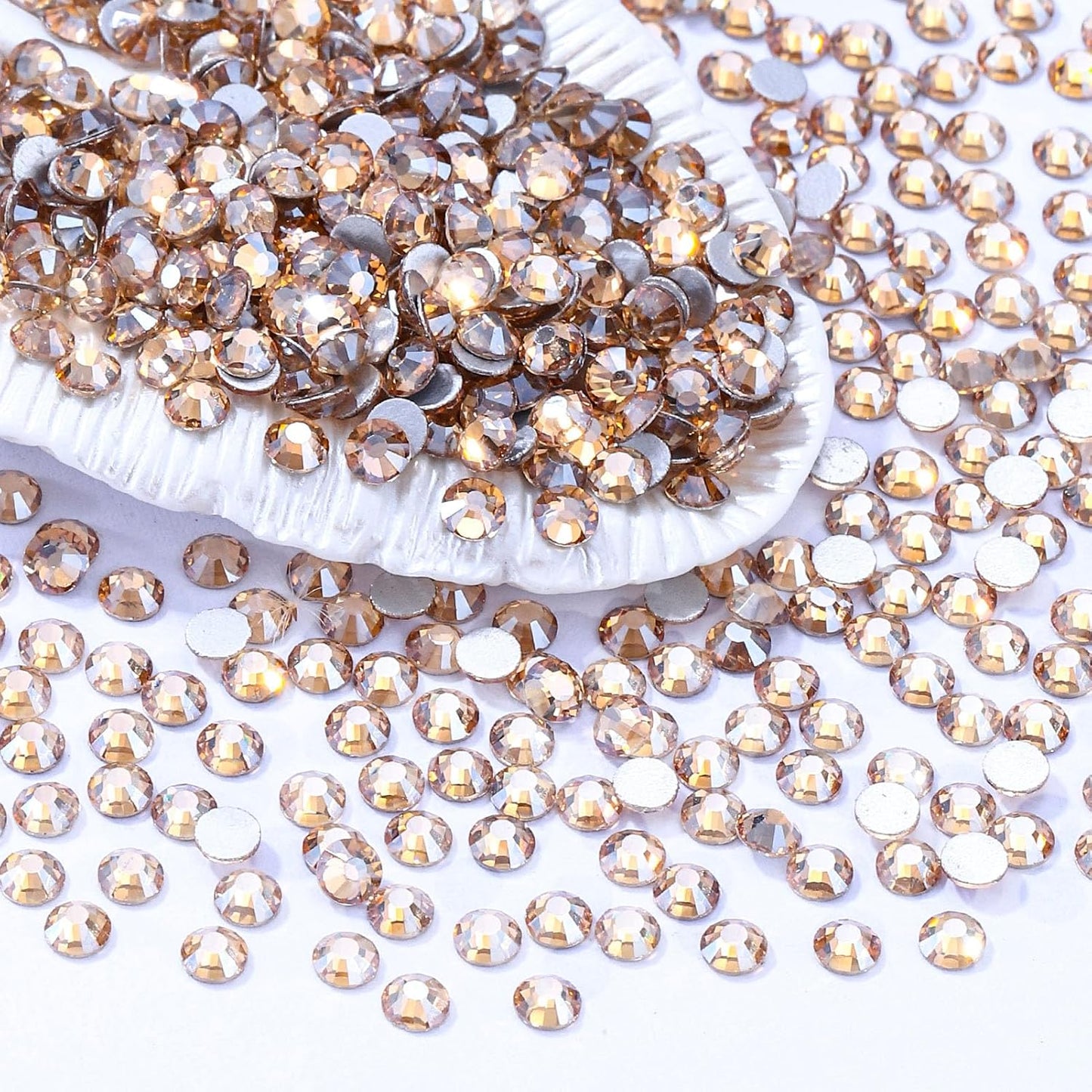 Gold Shadow Flatback Rhinestones, Glass Rhinestones for Nail Art and Craft, Glue Fix, Loose Crystal Gemstones(Gold Shadow, SS4, 1440pcs, 1.5-1.7mm)