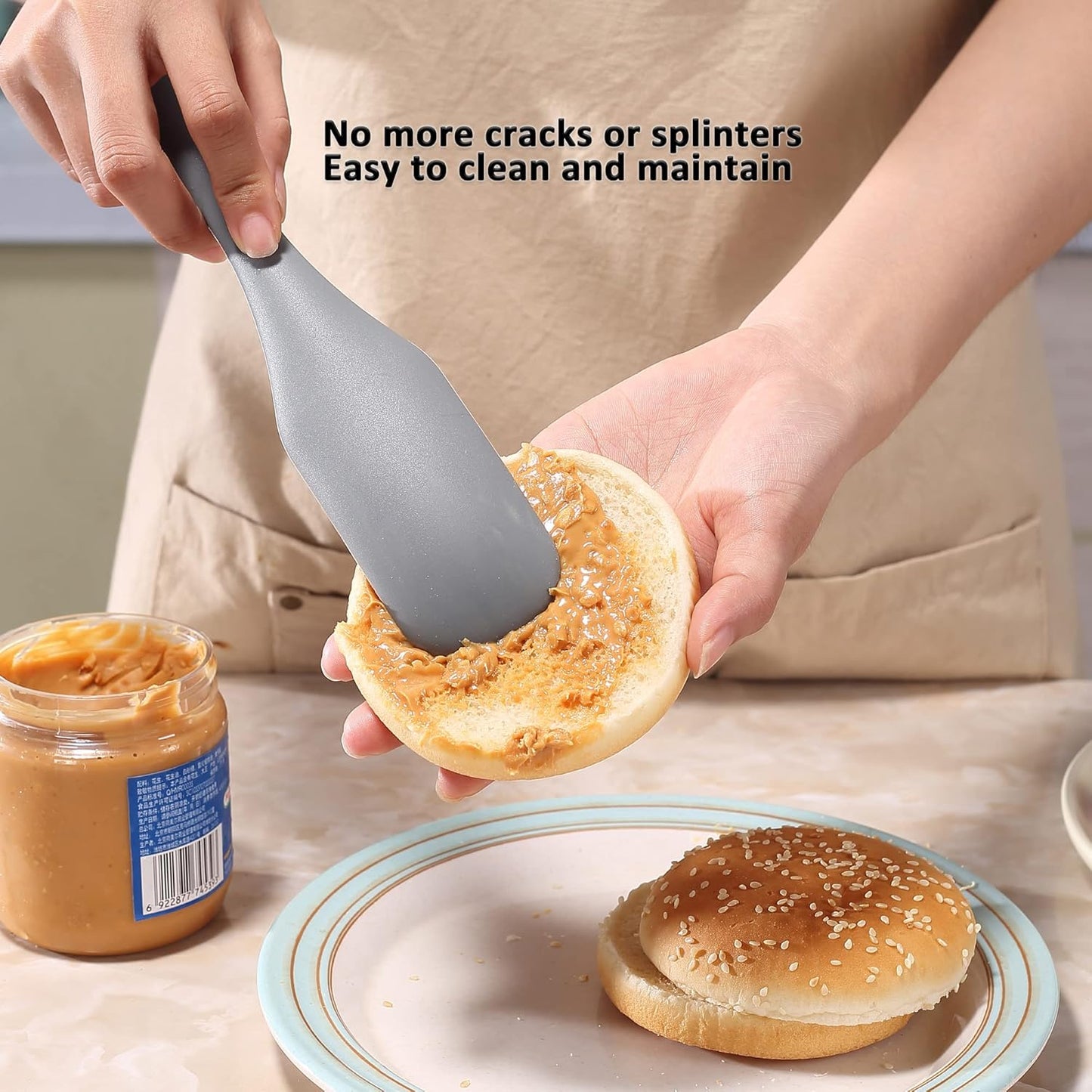 Tongjude Silicone Spurtle Set, Silicone Spatula Set, Heat Resistant Cooking Utensil for Nonstick Cookware, Serving，Baking, Whisking, Smashing, Scooping, Spreading, 4 Piece