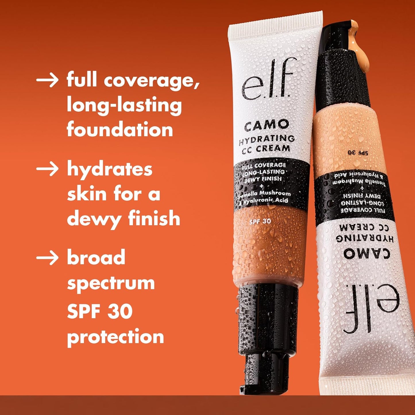 e.l.f. Hydrating Camo CC Cream, SPF 30, Color Correcting Full Coverage Foundation For A Dewy Finish, Vegan & Cruelty-Free, Light 250 W