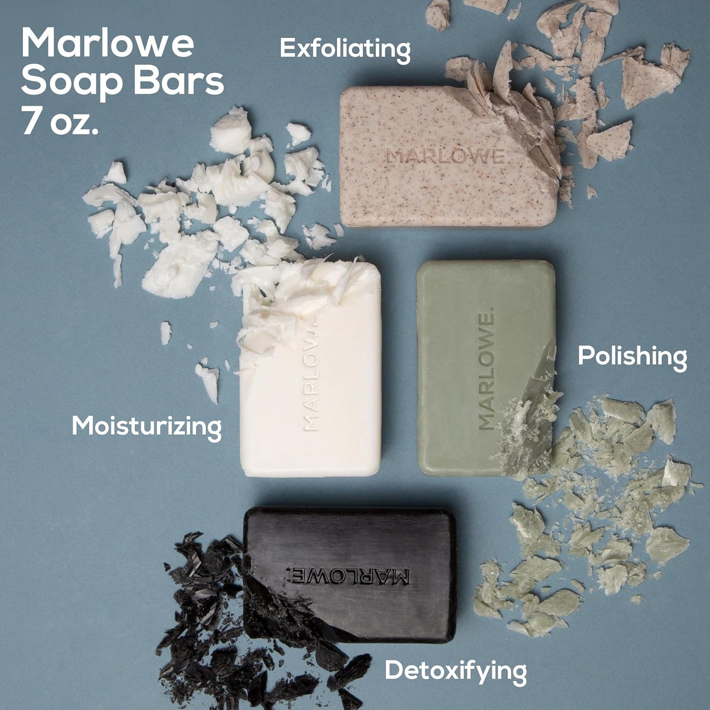 MARLOWE. Soap Bar Discovery Gift Set, Mens Skin Care Variety Selection of Exfoliating Body Scrub, Charcoal, Moisturizing & Polishing Body Bar Soaps for Men, 12 Pack