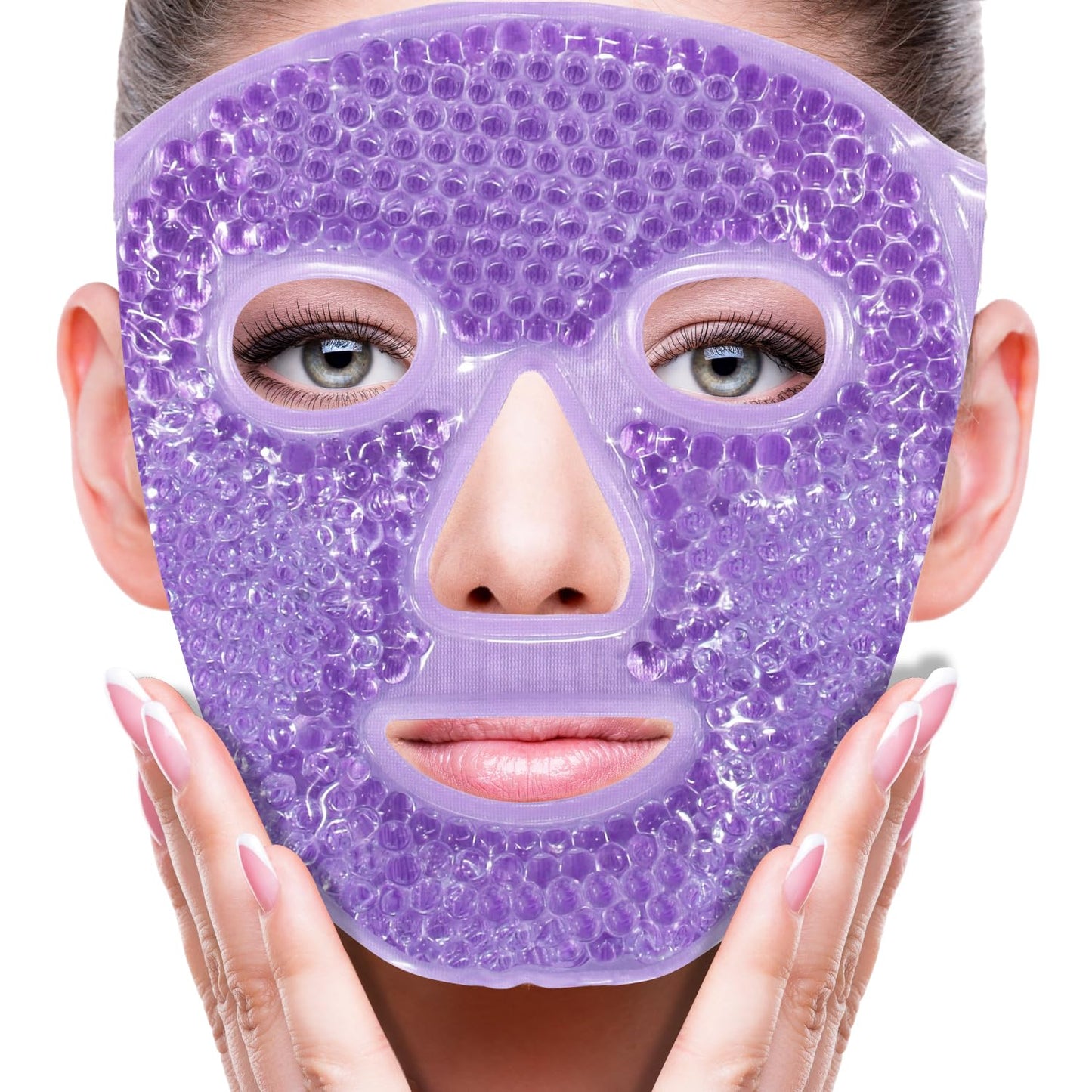 ZNÖCUETÖD Face Eye Mask Ice Pack for Reducing Puffiness, Bags Under Eyes, Puffy Dark Circles, Migraine,Hot/Cold Pack with Soft Plush Backing (Purple #22)