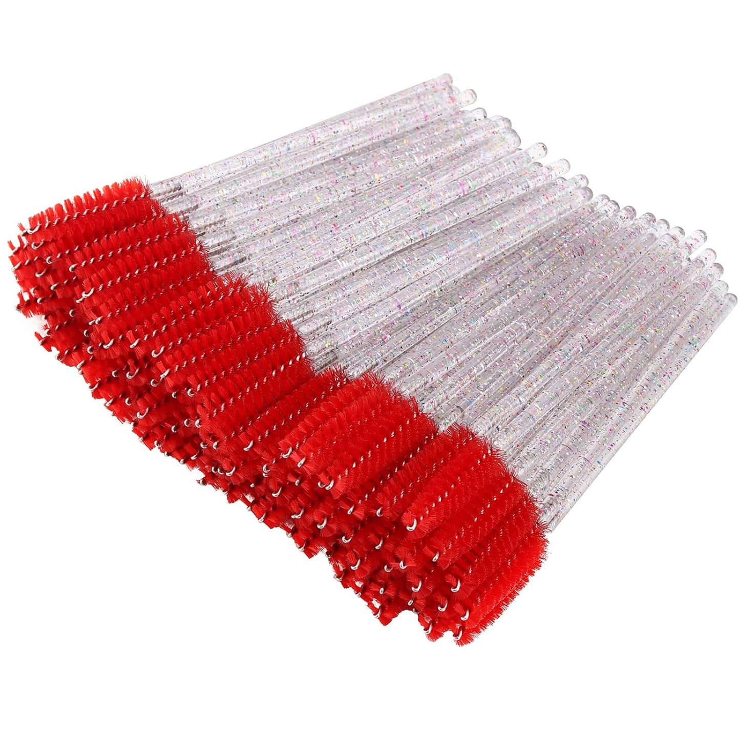BTYMS 100 Pieces Disposable Mascara Wands Lash Spoolies Eyelash Brush Brow Spoolies Eyebrow Brush for Eyelash Extensions - Red