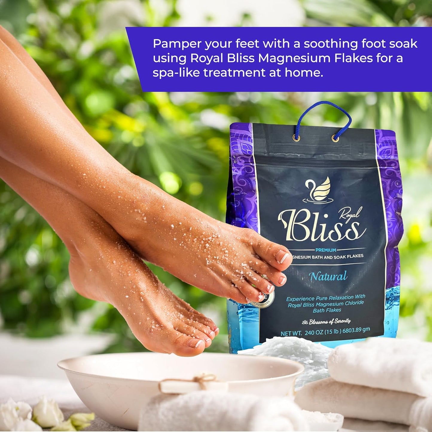 Magnesium Bath & Foot Soak | Salt Flake 15 LB (240 OZ), Super Value Pack | Natural Salts for Relaxation, Wellness & Muscle Relief, Soaking, Recovery & Stress Relief - 15 LB (240 OZ)
