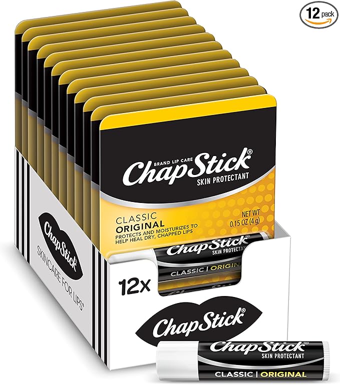 ChapStick Classic Original Lip Balm Tubes, Lip Care - 0.15 Oz (Pack of 12)