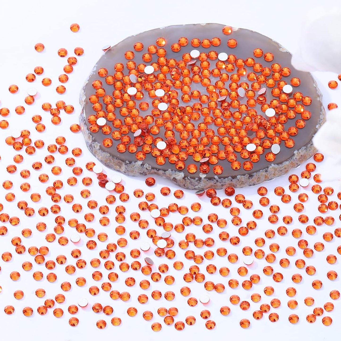 Hyacinth Flatback Rhinestones, Glass Rhinestones for Nail Art and Craft, Glue Fix, Loose Crystal Gemstones(Orange, SS8, 2880pcs, 2.3-2.5mm)