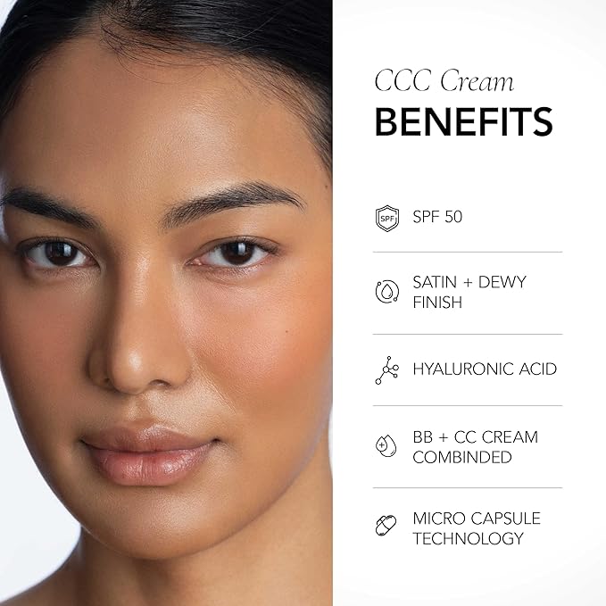 CLE Cosmetics CCC Cream (Golden Medium 301 / SPF 50) - Color Correcting CC Cream Hybrid with Sunscreen - Lightweight, Hydrating Light to Medium Coverage Foundation - 1 fl oz