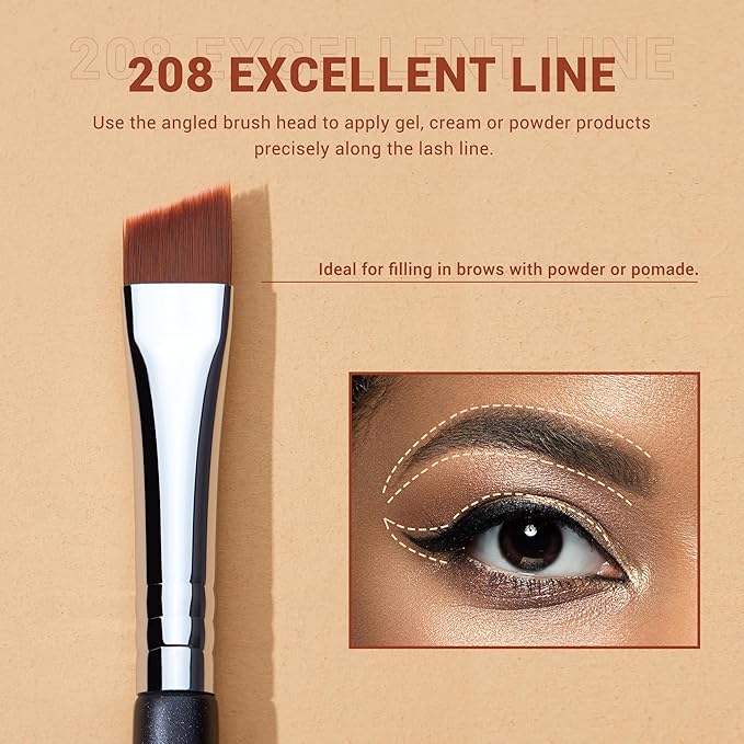 Jessup Angled Eyeliner Brush Set，3pcs Pro Precision Eye Liner Brush Fine Winged Ultra Thin Slanted Gel Liquid EyeLiner Makeup Brushes, Black T345