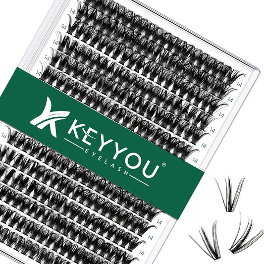 Lash Clusters 300pcs Eyelash Clusters 50D 0.07D Curl 13mm DIY Eyelash Extension KEYYOU Large Tray Volume Soft&Natural Individual Lashes(50D-0.07D,13)