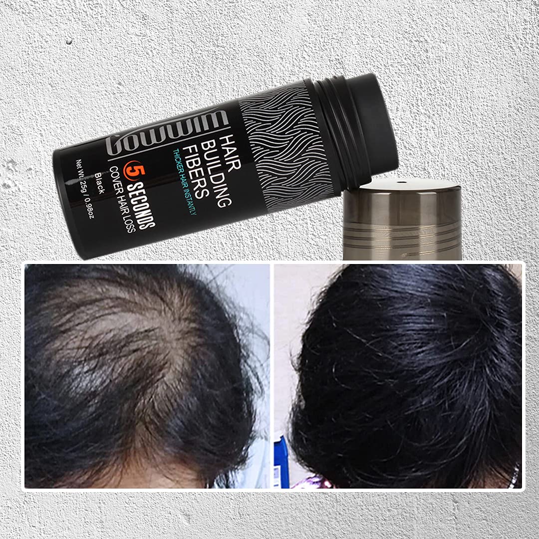 gowwim Hair Fibers for Thinning Hair 25g Hair Building Fibers 100% Undetectable,Instantly Cover Sparse Hair Areas-Bald Spots Cover Up. (Light Brown)