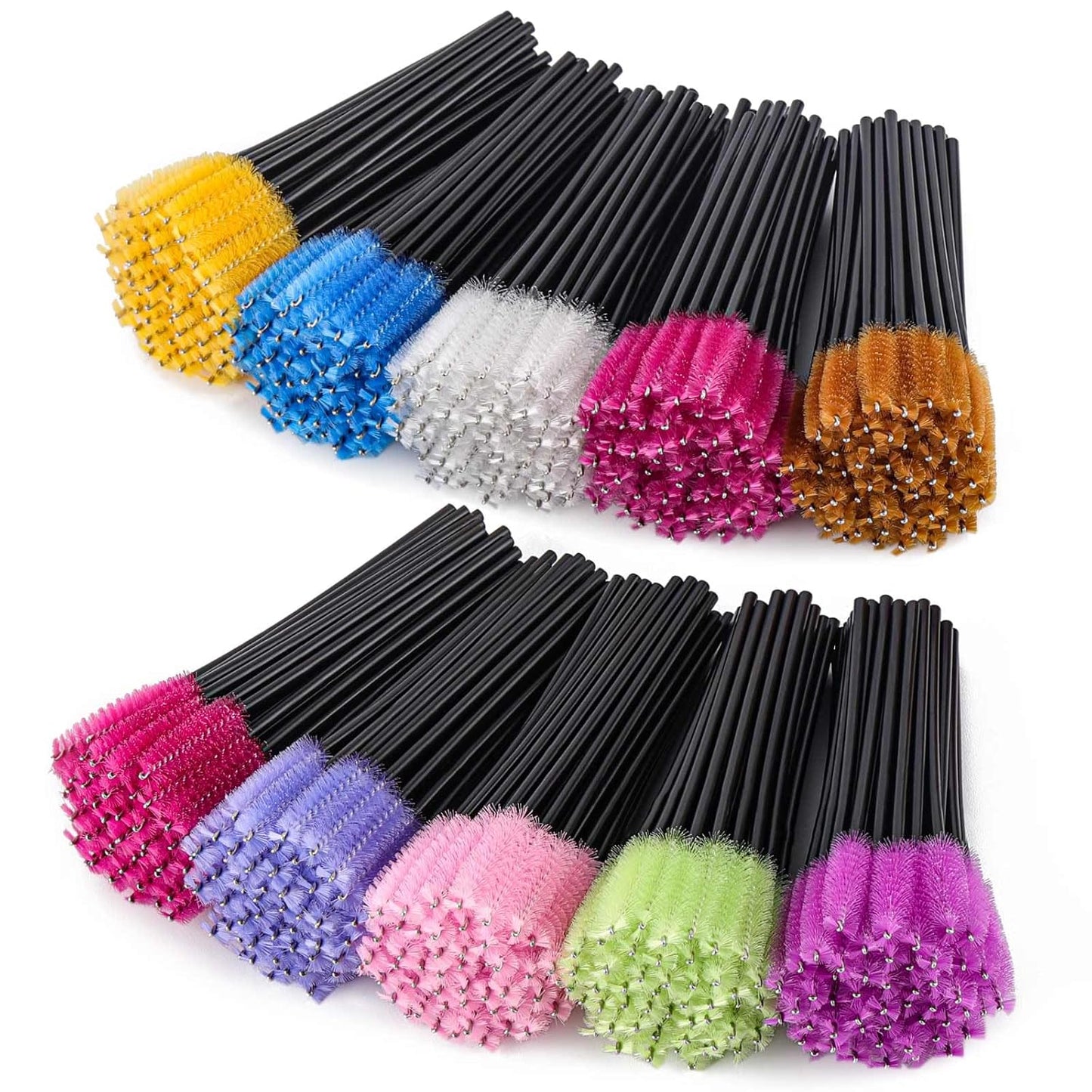 BTYMS 500 Pieces Disposable Mascara Wands Eyelash Brush Brow Brushes Applicators Lash Spoolies for Eye Lash Extension - Multi Color