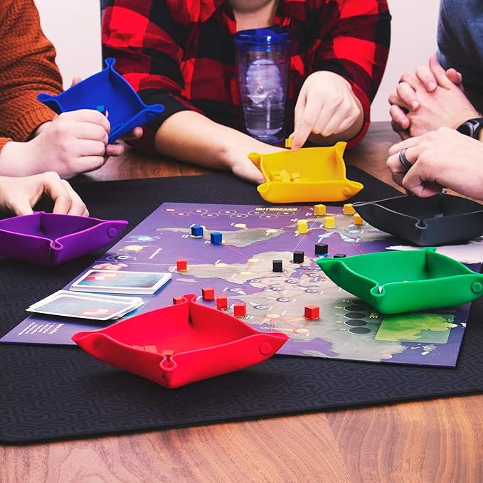 Piecekeeper Board Game Storage Bowls, 6-Pack | Portable Folding Tray Accessory Holds Tabletop Bits, Chits, Components, Pieces, Dice | Six Color Set | Classic & Modern Gaming, RPG Roleplaying