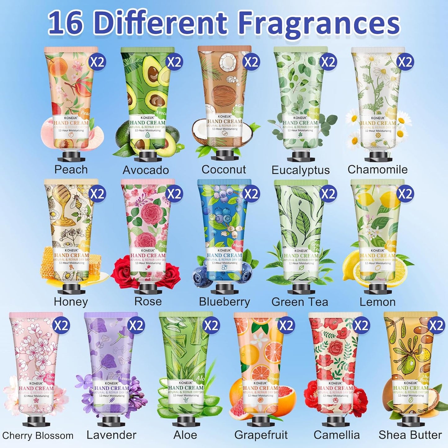 32 Pack Hand Cream Gift for Women, Bulk Hand Lotion Travel Size for Dry Cracked Hands, Mini Moisturizing Hand Cream for Mom Gifts, Teacher Gifts, Thank You Gifts and Bridal Shower Favors