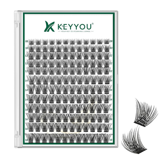Lash Clusters 144pcs Eyelash Clusters D Curl 8-18MIX Individual Lashes KEYYOU Air Touch Cluster Lashes Super Lightweight Soft Wispy Comfortable Easy DIY at Home(Air01-D-8-18MIX)