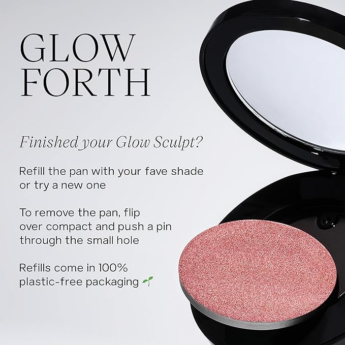 Saie Glow Sculpt Multi-Use Highlighter + Cream Blush Refill - Lightweight with Hyaluronic Acid + Micropearl for Radiant, Glowing Skin - Quartzglow (.02 oz)