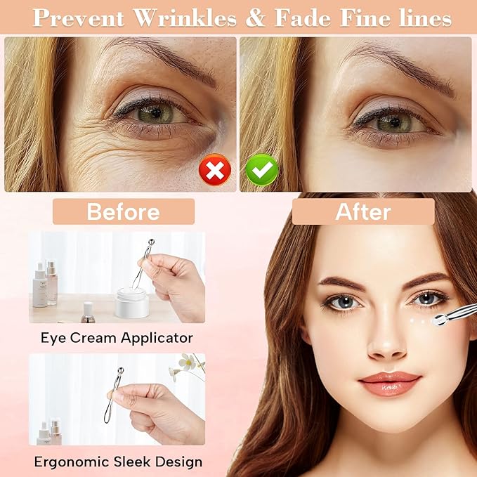 Under Eye Patches - 2 Pairs Reusable Sustainable Silicone Eye Patches, Boost Hydration, Plump Fine Lines and Wrinkles with Metal Eye Cream Applicator