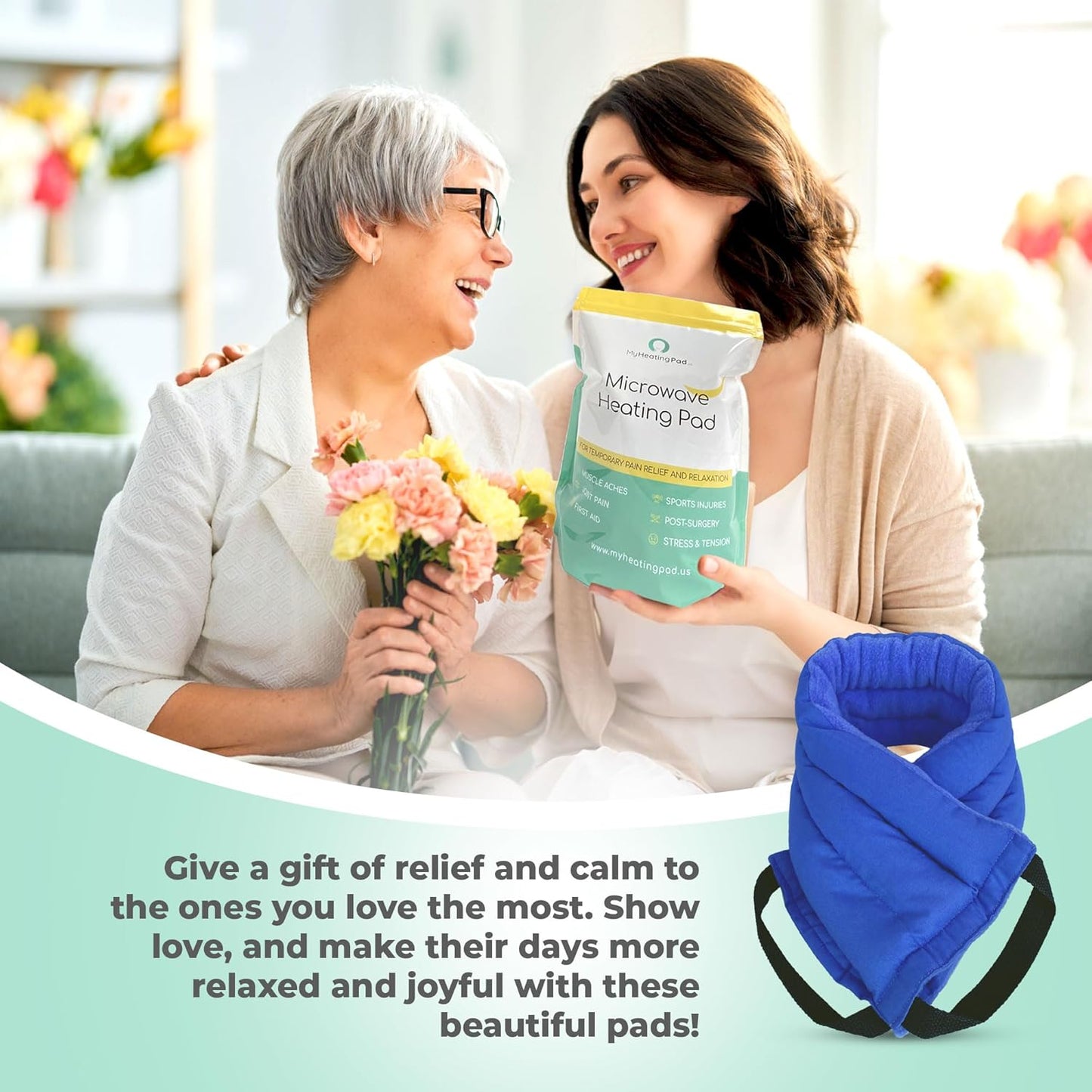 Microwavable Heating Pads for Lower Back, Neck, and Shoulder Pain Relief - Moist Microwave Heating Pad for Muscles and Joints - Microwave Hot Pack Heat Pad for Cramps (Multi Blue, 1)