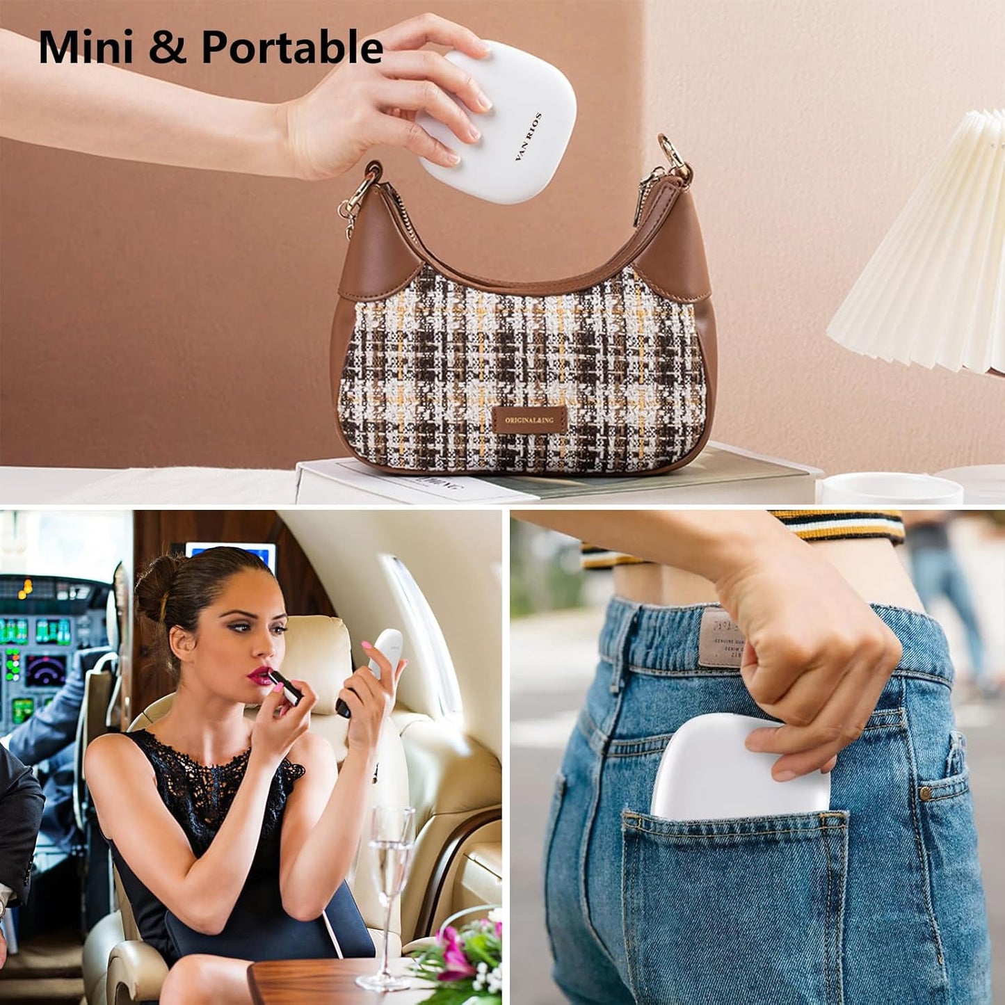 Compact Mirror with Light,15X Magnifying Travel Mirror for Purse, Dual LED Pocket Mirror with 3 Color Modes, Auto Shut-Off, Portable Makeup Mirror, Essential Mini Travel Magnifying Mirror