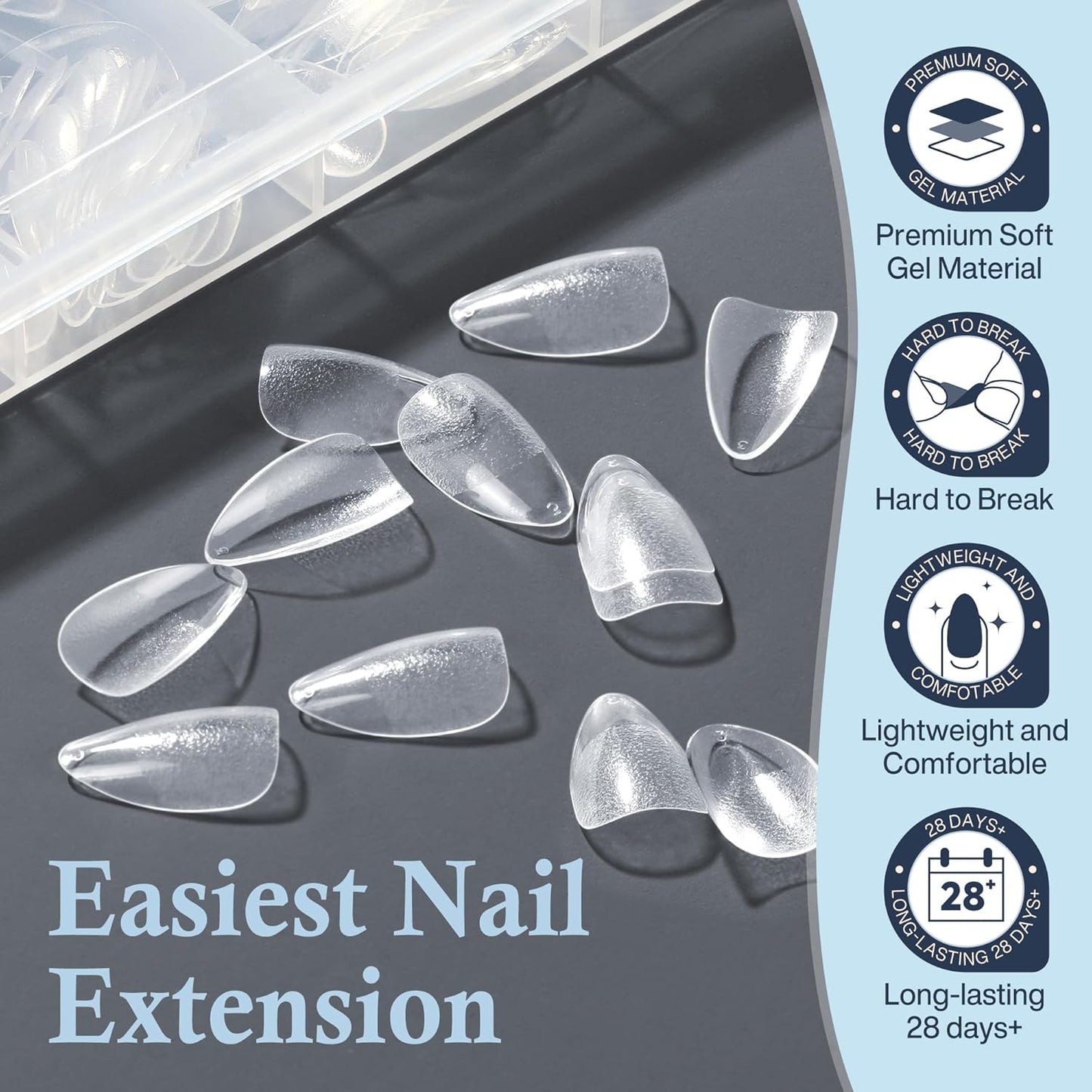 Short Almond Fake Nails, 360pcs Soft Gel Pre-Shaped Acrylic Nail Tips, Half Matte Full Cover Clear Gelly Press on Flase Nail Tips for Extension Nail Manicure Home DIY 12 Sizes Gelly Tips